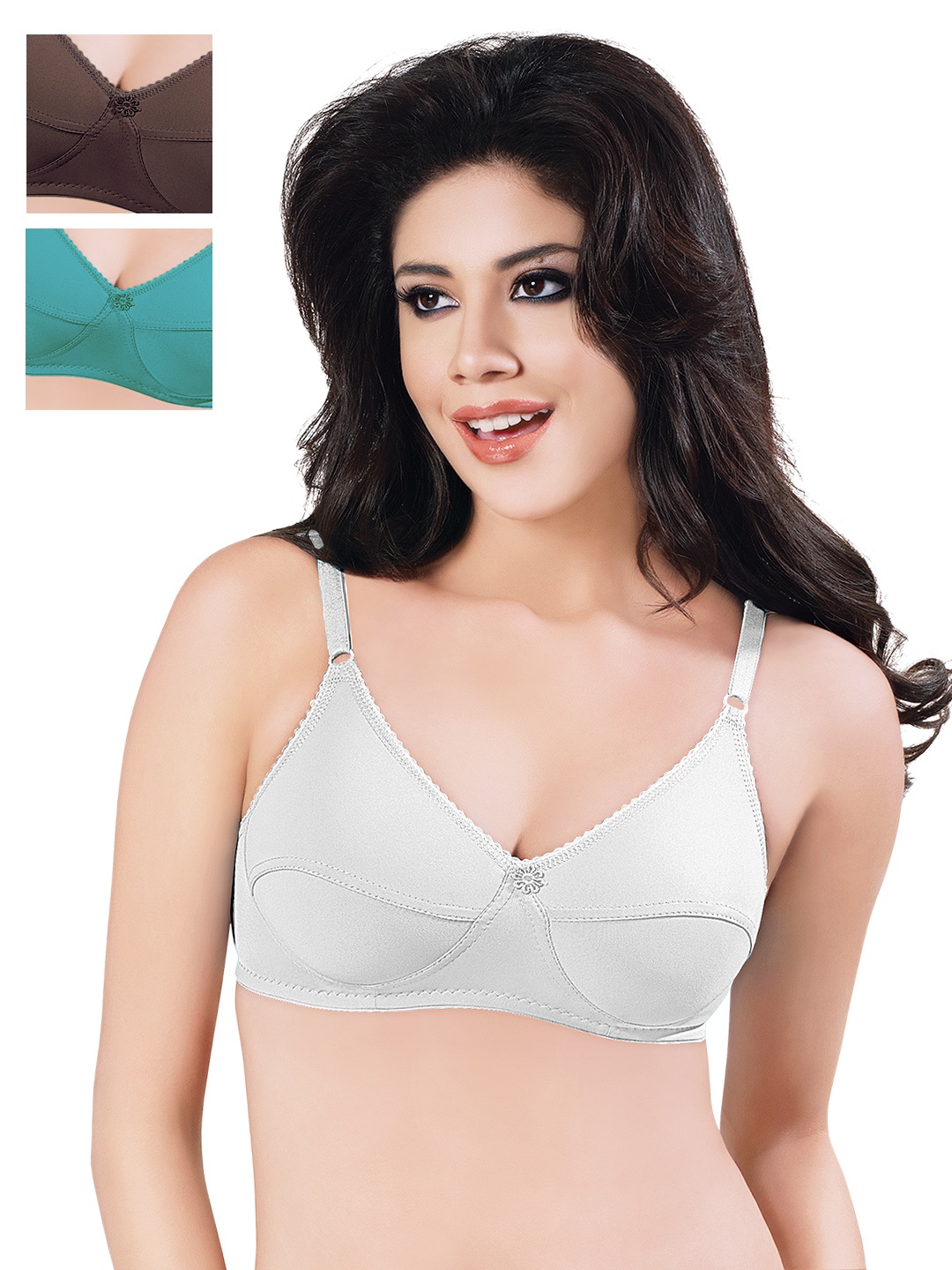 

Sonari Pack of 3 Full-Coverage Bras, Brown
