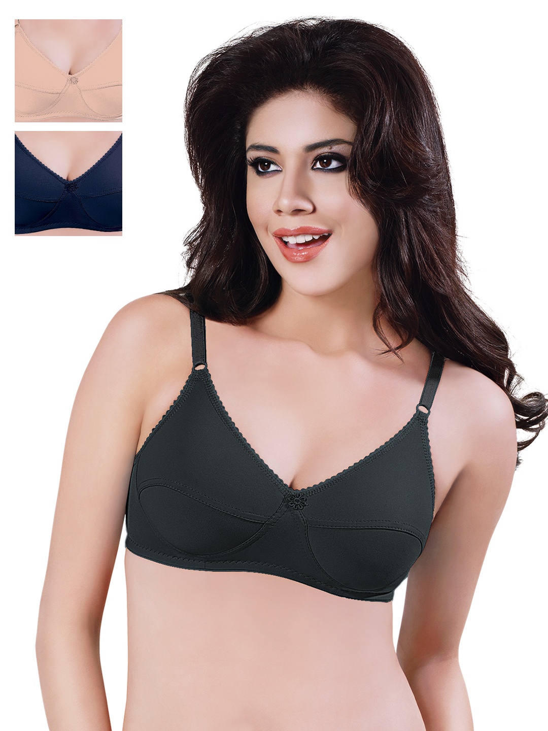 

Sonari Pack of 3 Full-Coverage Bras, Black