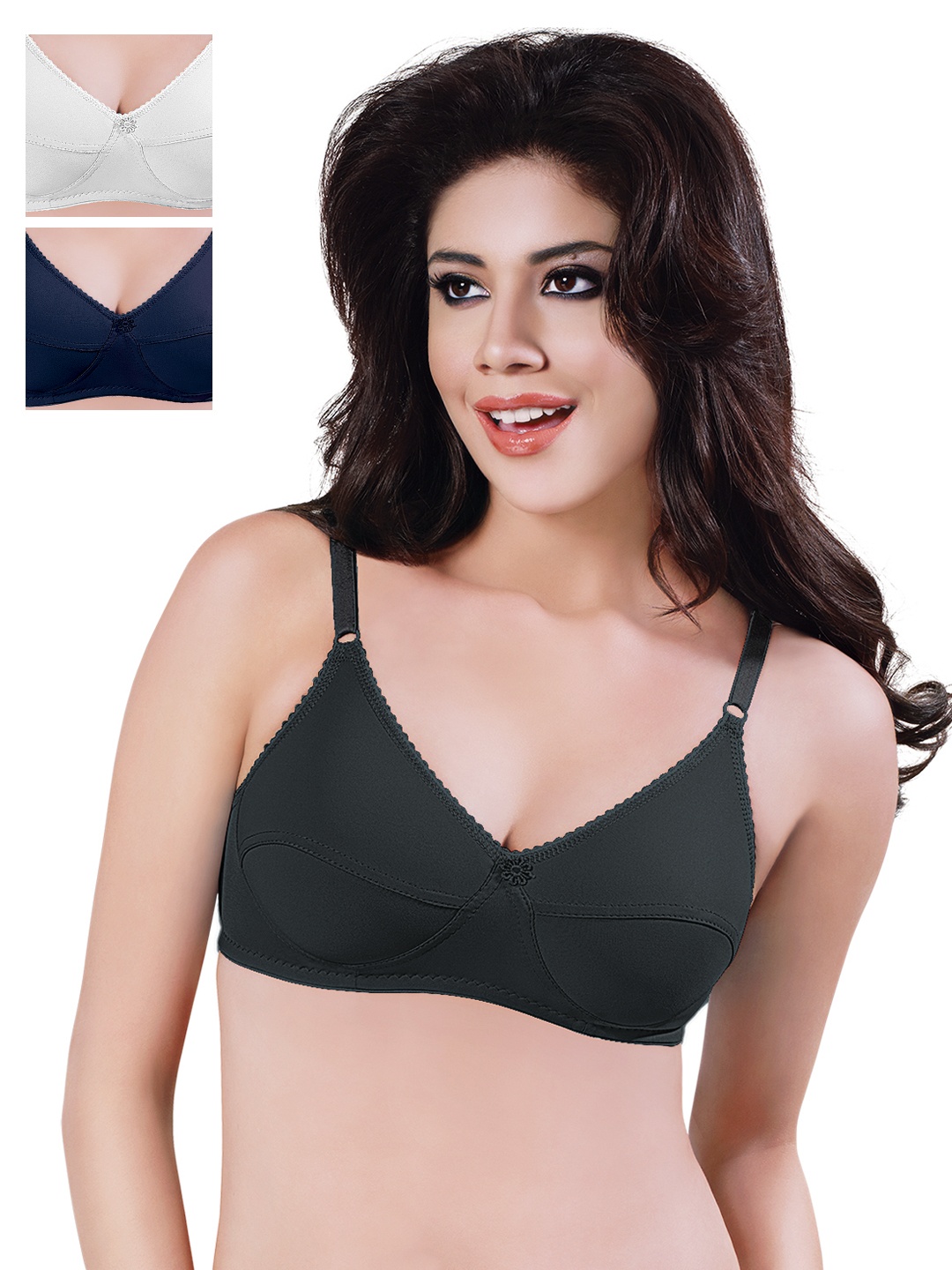 

Sonari Pack of 3 Full-Coverage Bras, Black