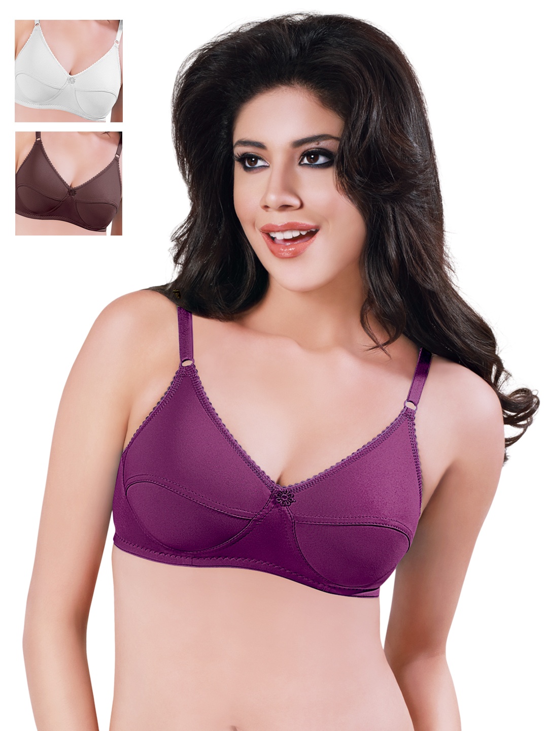 

Sonari Pack of 3 Full-Coverage Bras, White