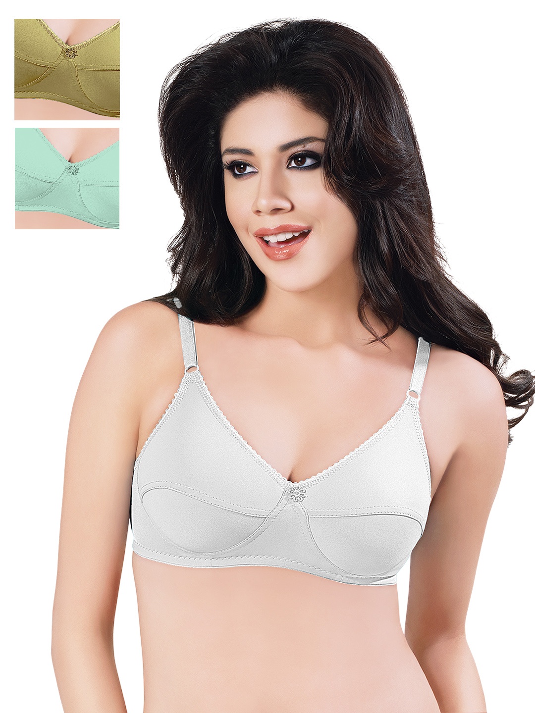 

Sonari Pack of 3 Full-Coverage Bras, Khaki