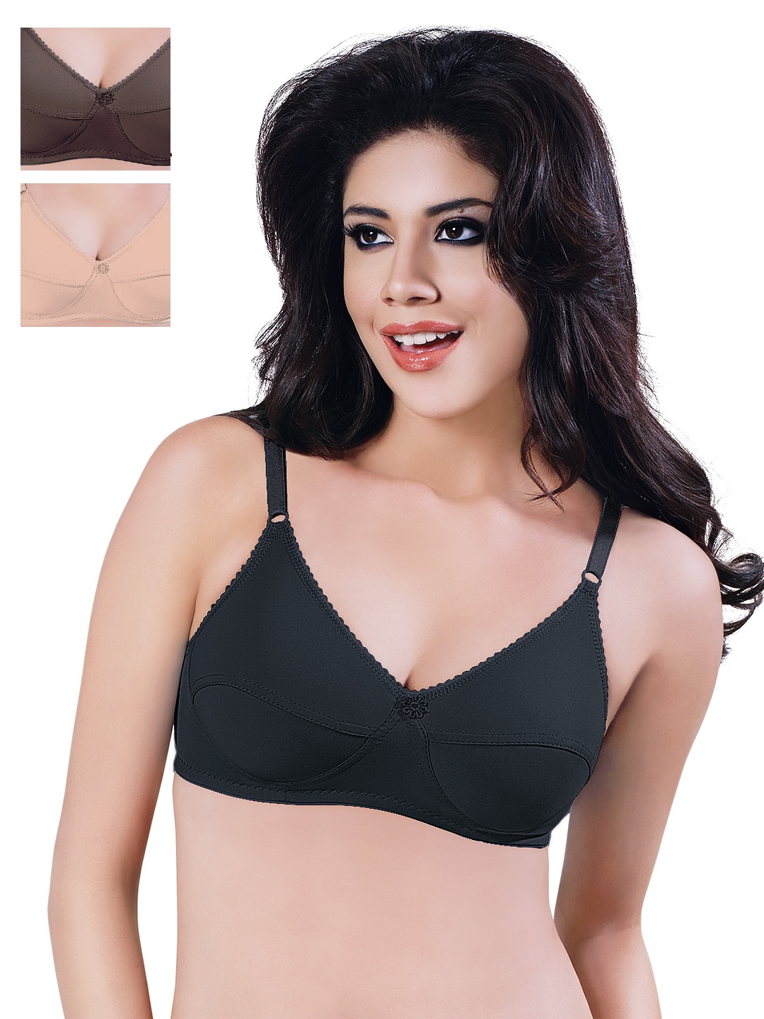 

Sonari Pack of 3 Full-Coverage Bras, Black