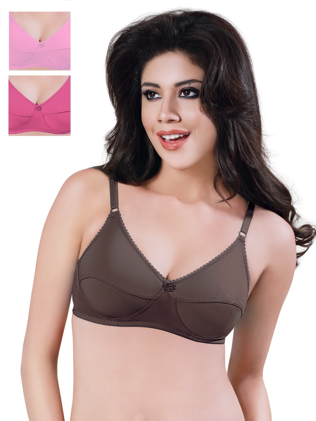 

Sonari Pack of 3 Full Coverage Bras, Coffee brown