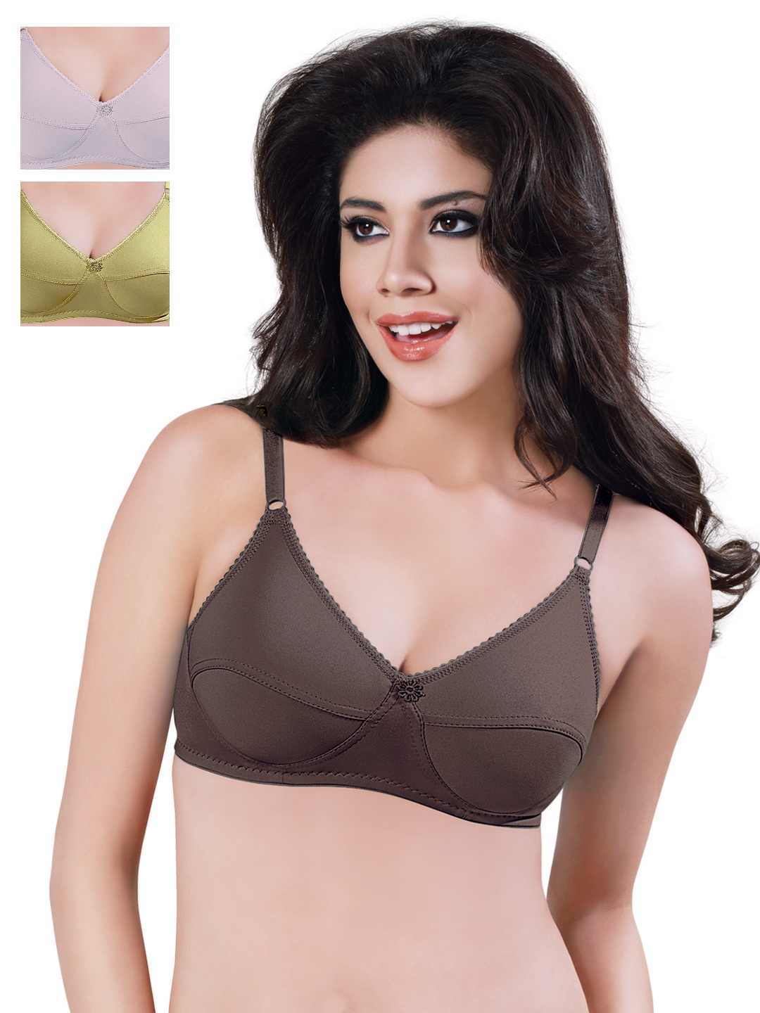 

Sonari Pack of 3 Full Coverage Bras, Coffee brown