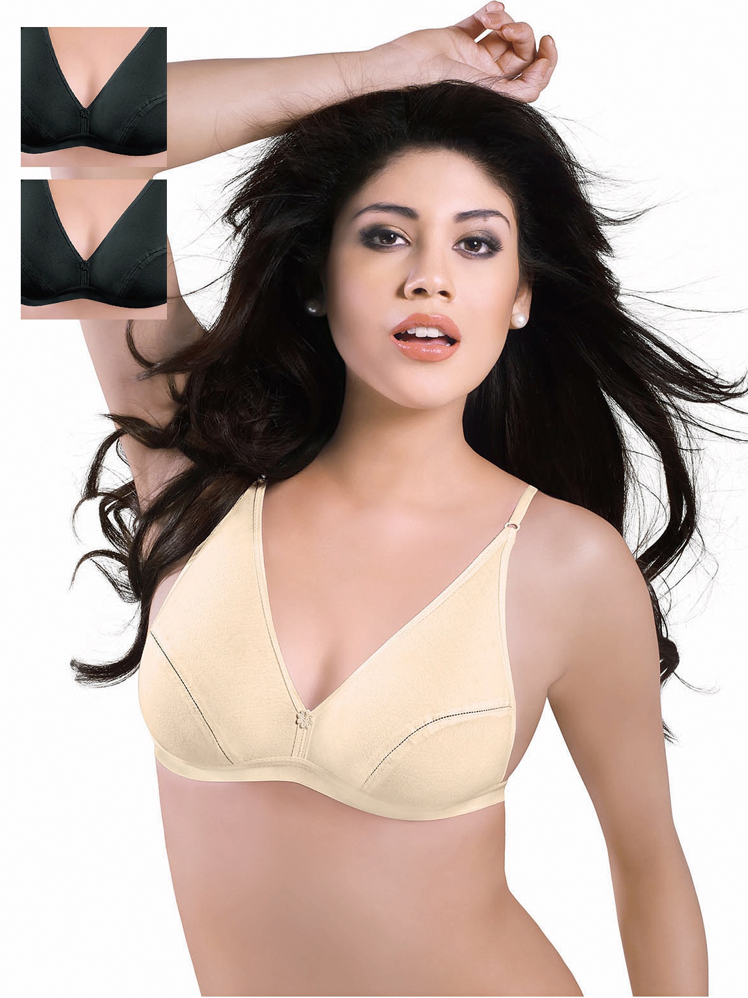 

Sonari Pack of 3 Full-Coverage T-shirt Bras, Black