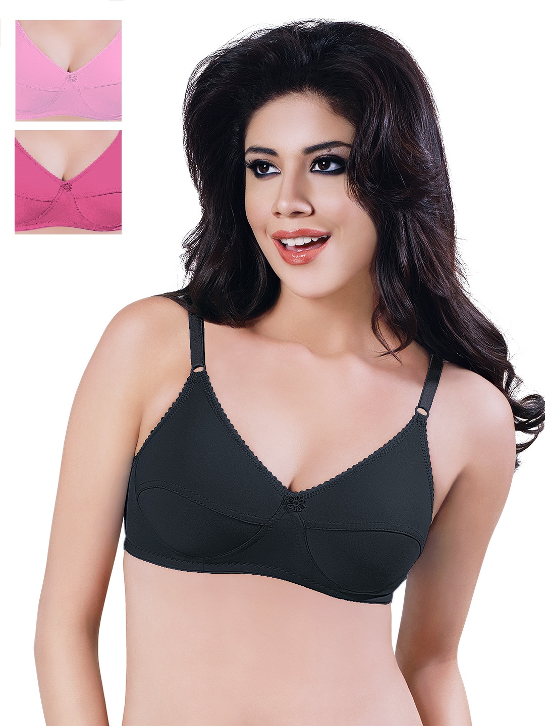 

Sonari Pack of 3 Full-Coverage Bras, Black