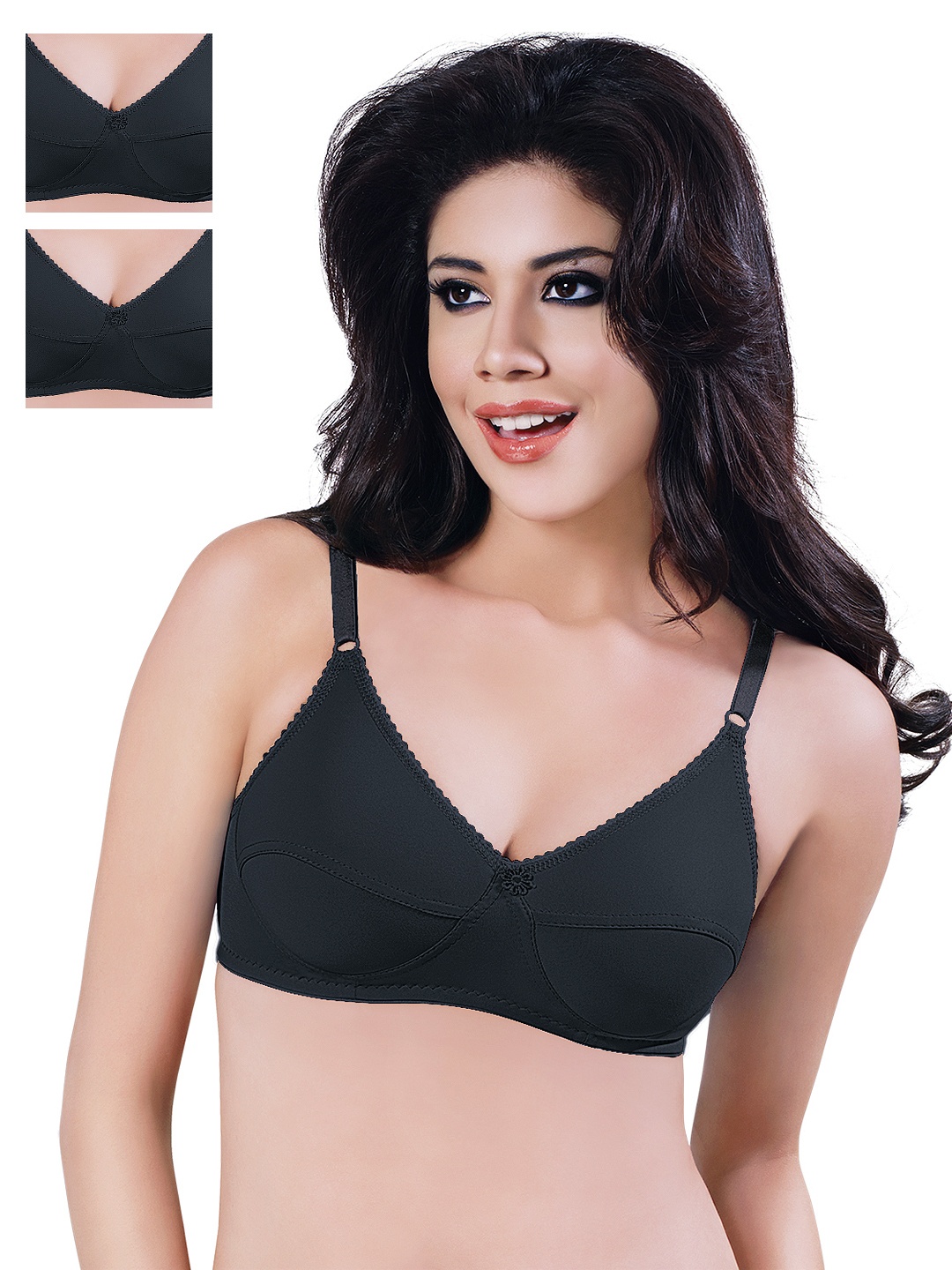 

Sonari Pack of 3 Full-Coverage Bras, Black