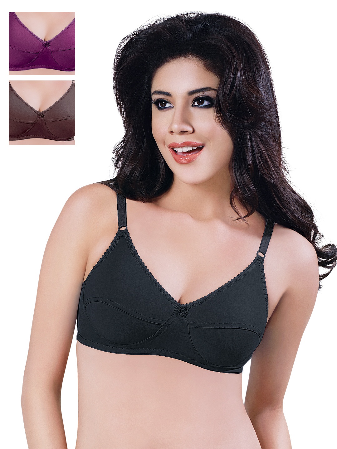 

Sonari Pack of 3 Full-Coverage Bras, Black