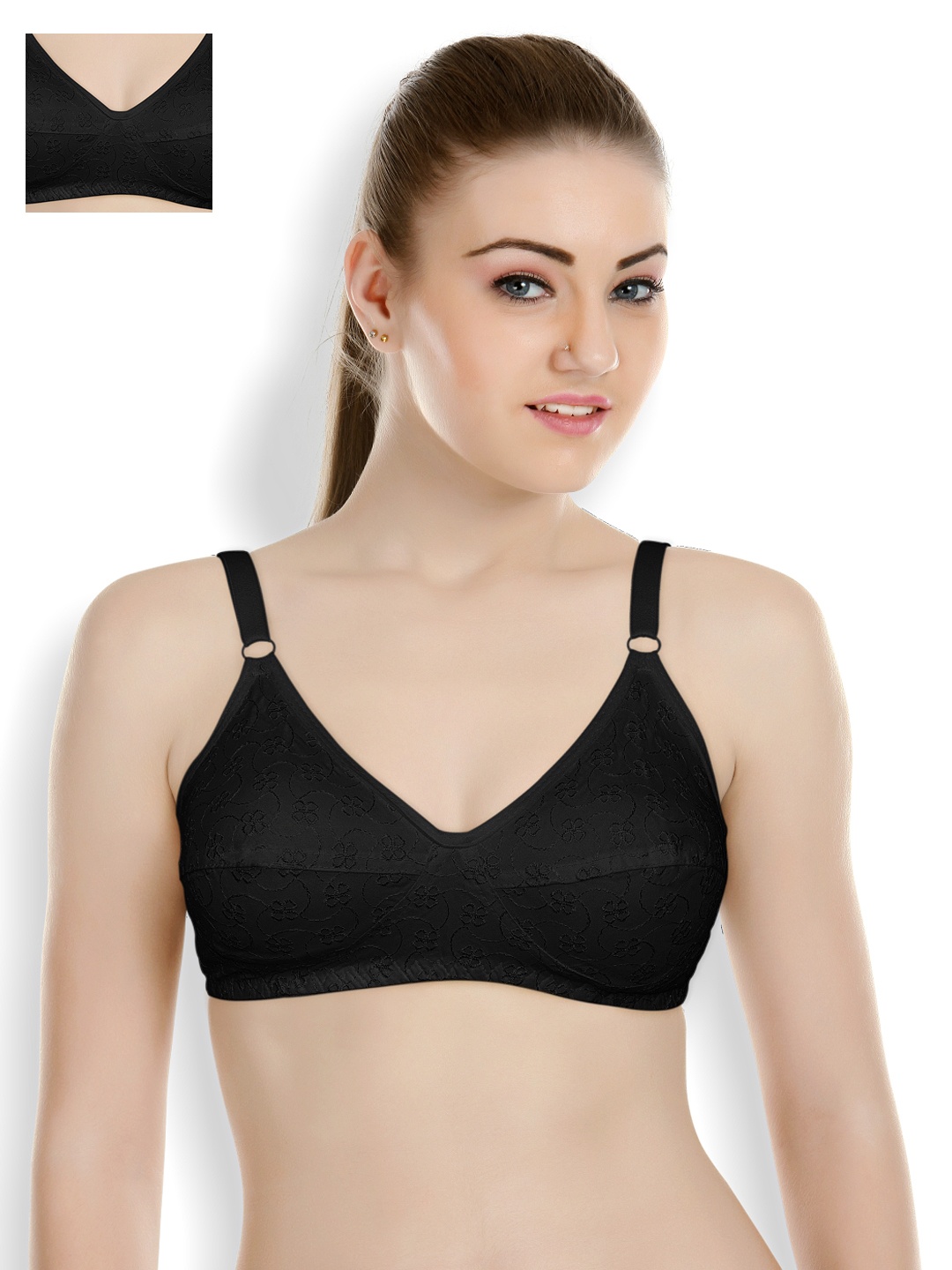 

Souminie Pack of 3 Full-Coverage Bras SLY-37, Black