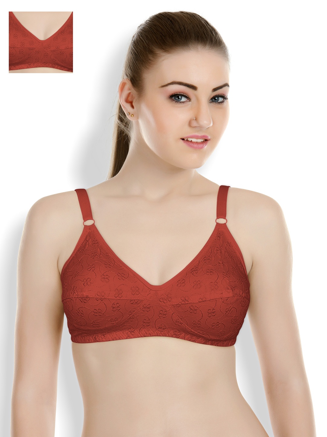 

Souminie Pack of 3 Full-Coverage Bras SLY-37-3P, Red