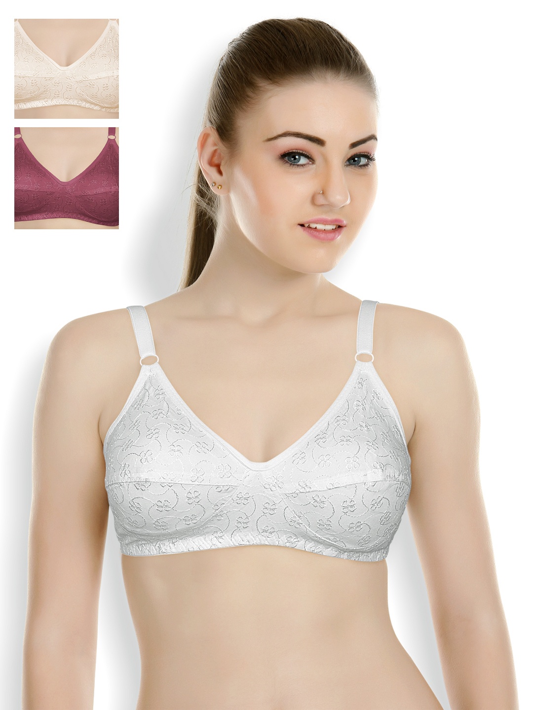 

Souminie Pack of 3 Full-Coverage Bras SLY-37, Magenta