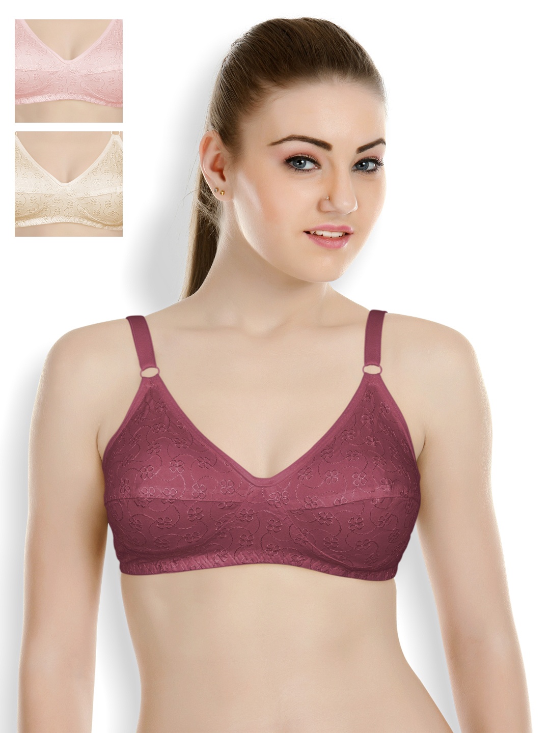 

Souminie Pack of 3 Full-Coverage Bras SLY-37, Nude
