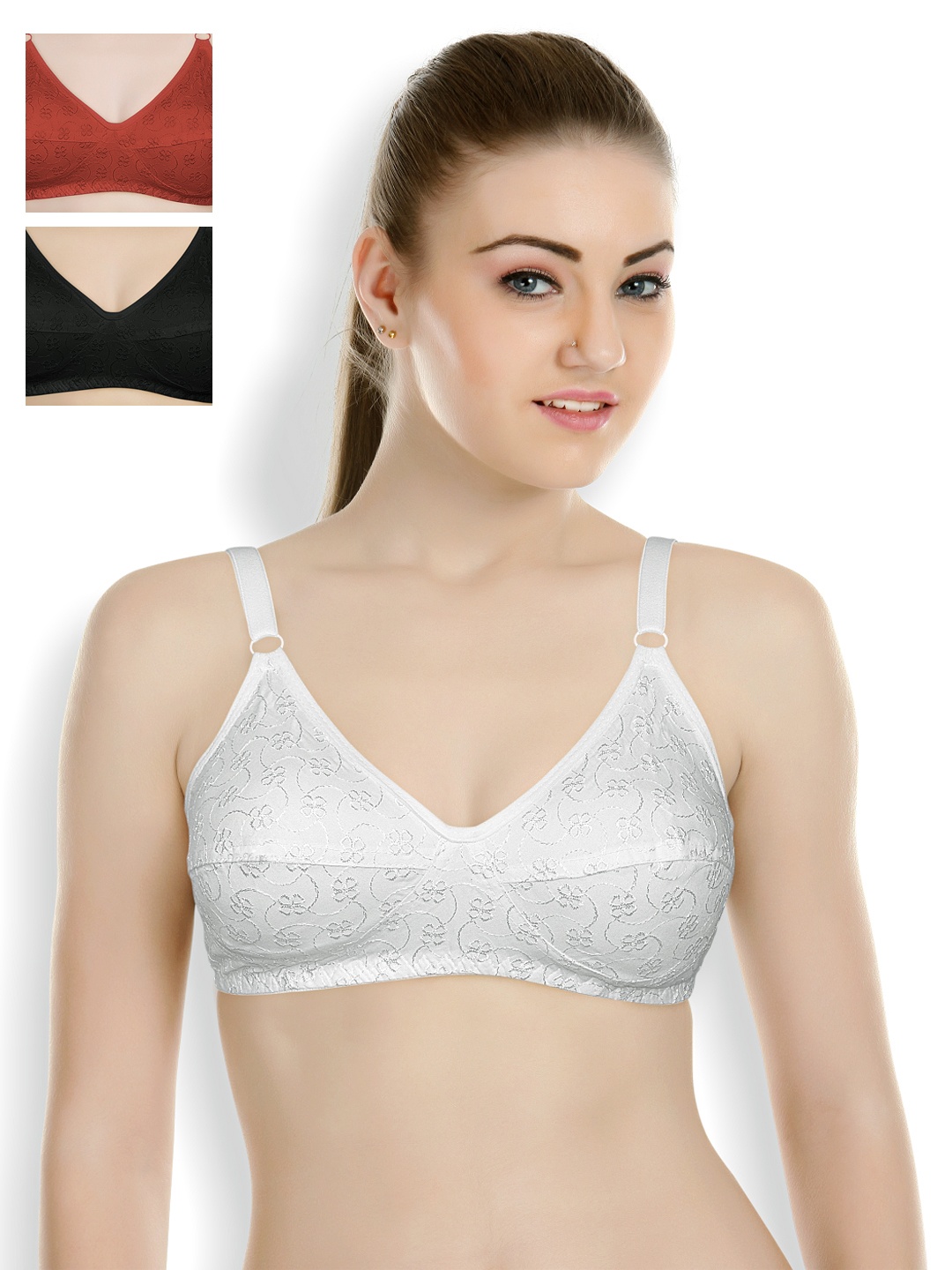 

Souminie Pack of 3 Full-Coverage Bras SLY-37, White