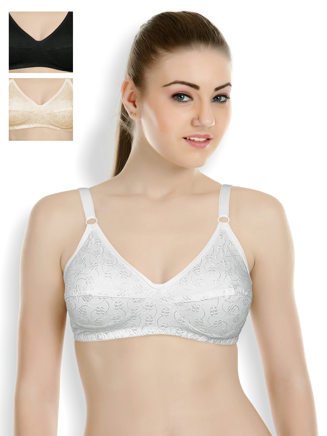 

Souminie Pack of 3 Full-Coverage Bras SLY-37, White