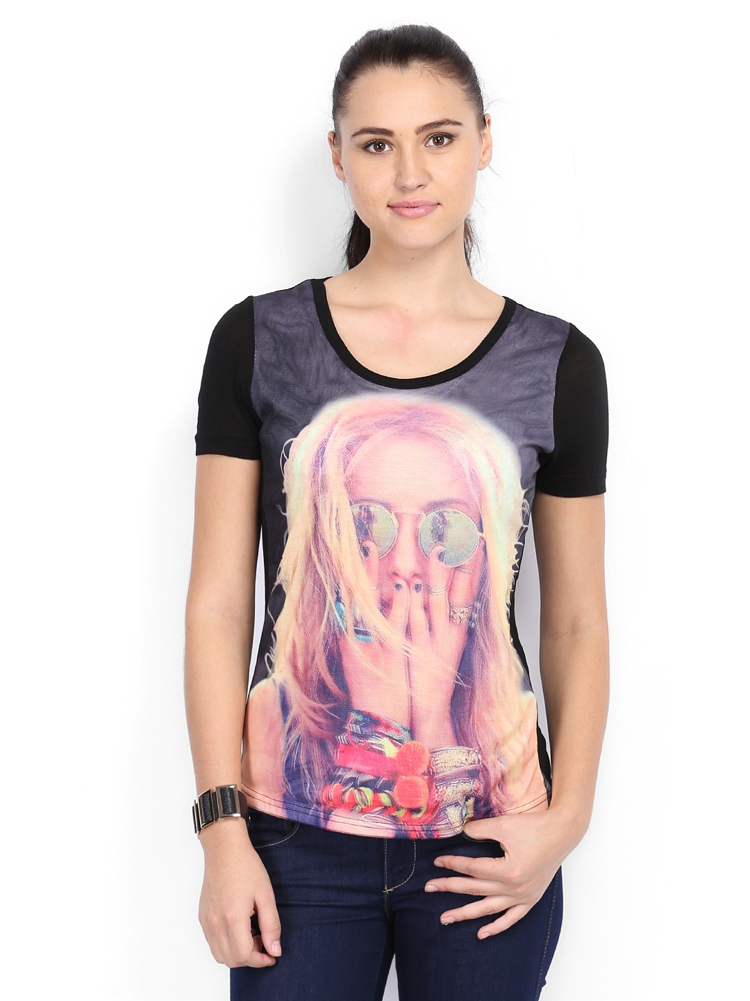 

Tokyo Talkies Women Black Printed T-shirt
