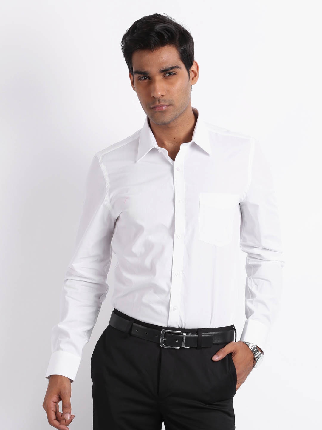 Turtle Men White Slim Fit Tailored Formal Shirt