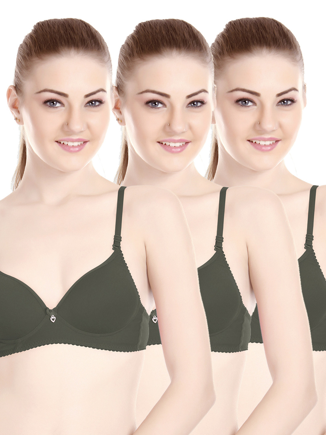 

Tweens Pack of 3 Black Full-Coverage T-shirt Bras 1520