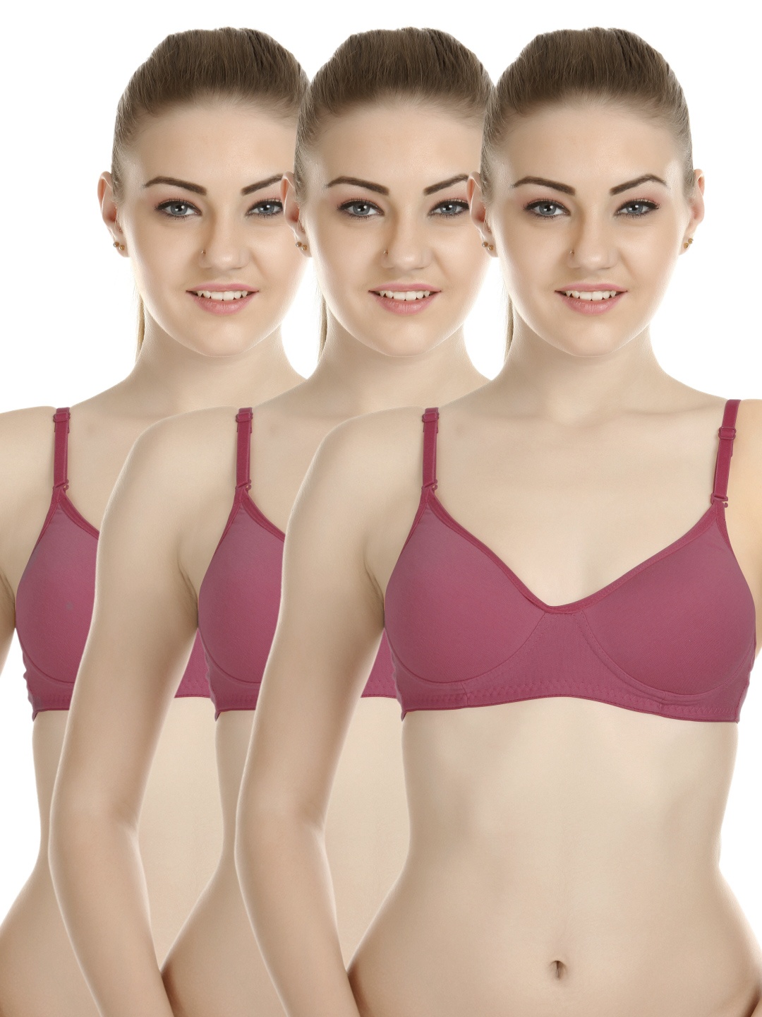 

Tweens Pack of 3 Full Coverage T-shirt Bras 1301, Magenta