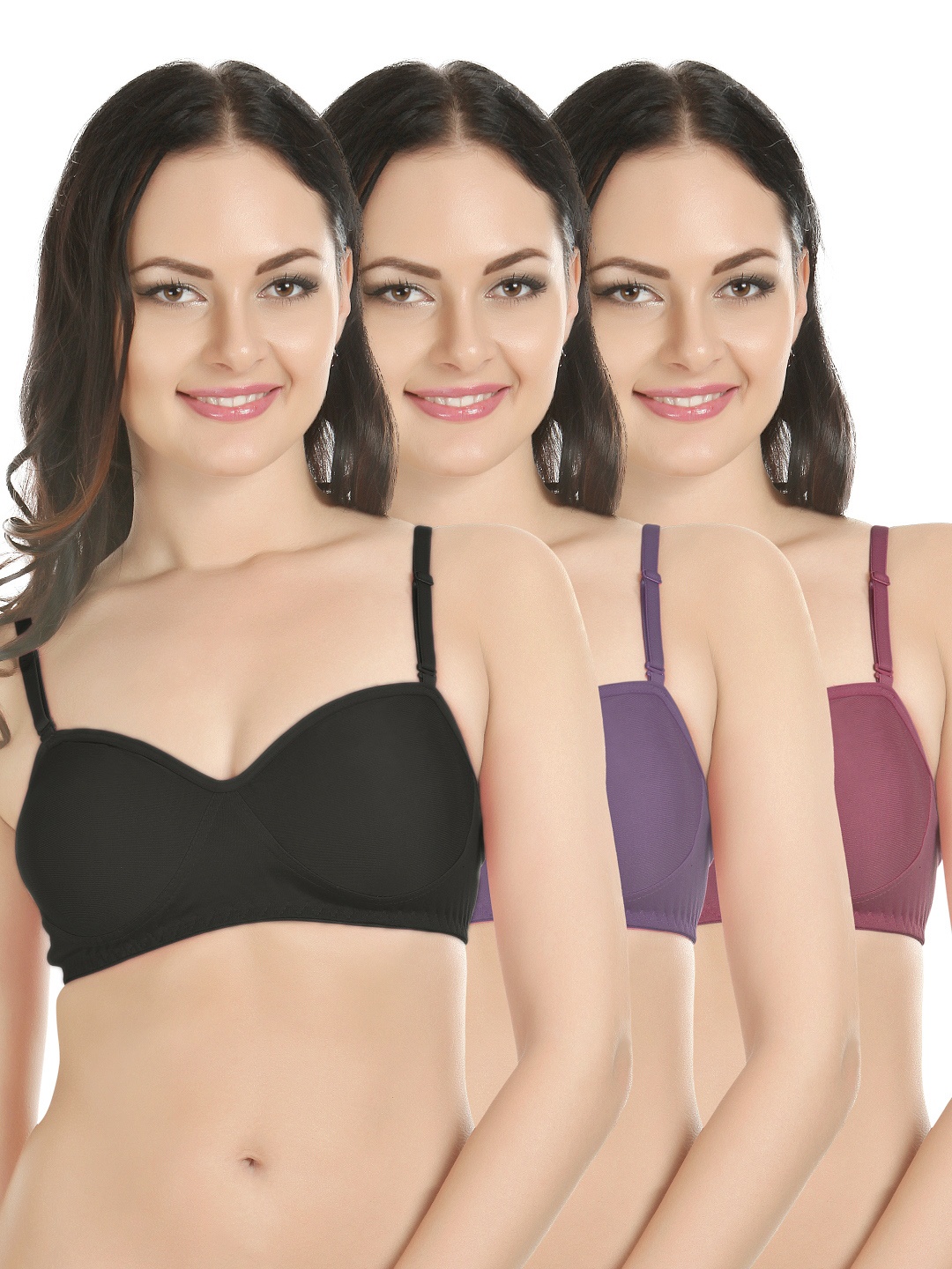 

Tweens Pack of 3 T-shirt Bras TW-101-BL-DPR-MG, Black