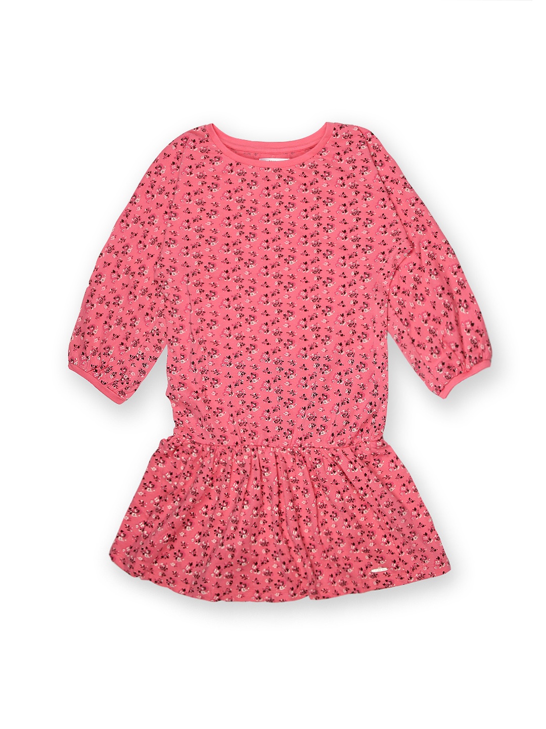 

U.S. Polo Assn. Kids Girls Pink Printed Drop-Waist Dress