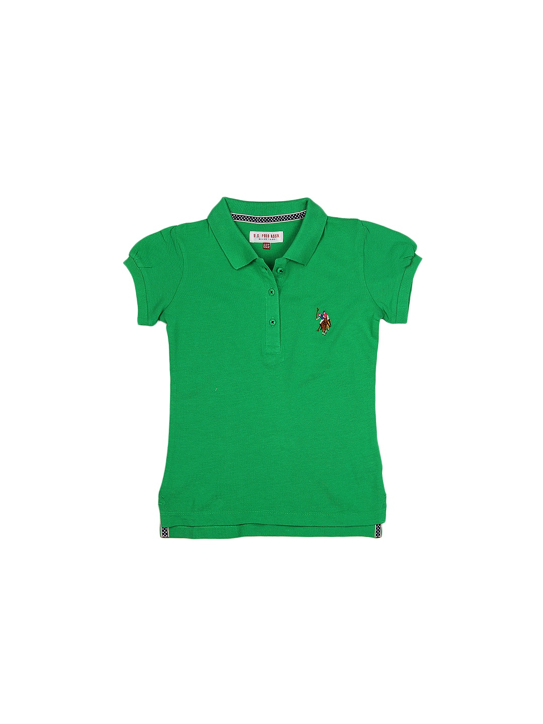 

U.S. Polo Assn. Kids Girls Green Solid Pure Cotton T-shirt