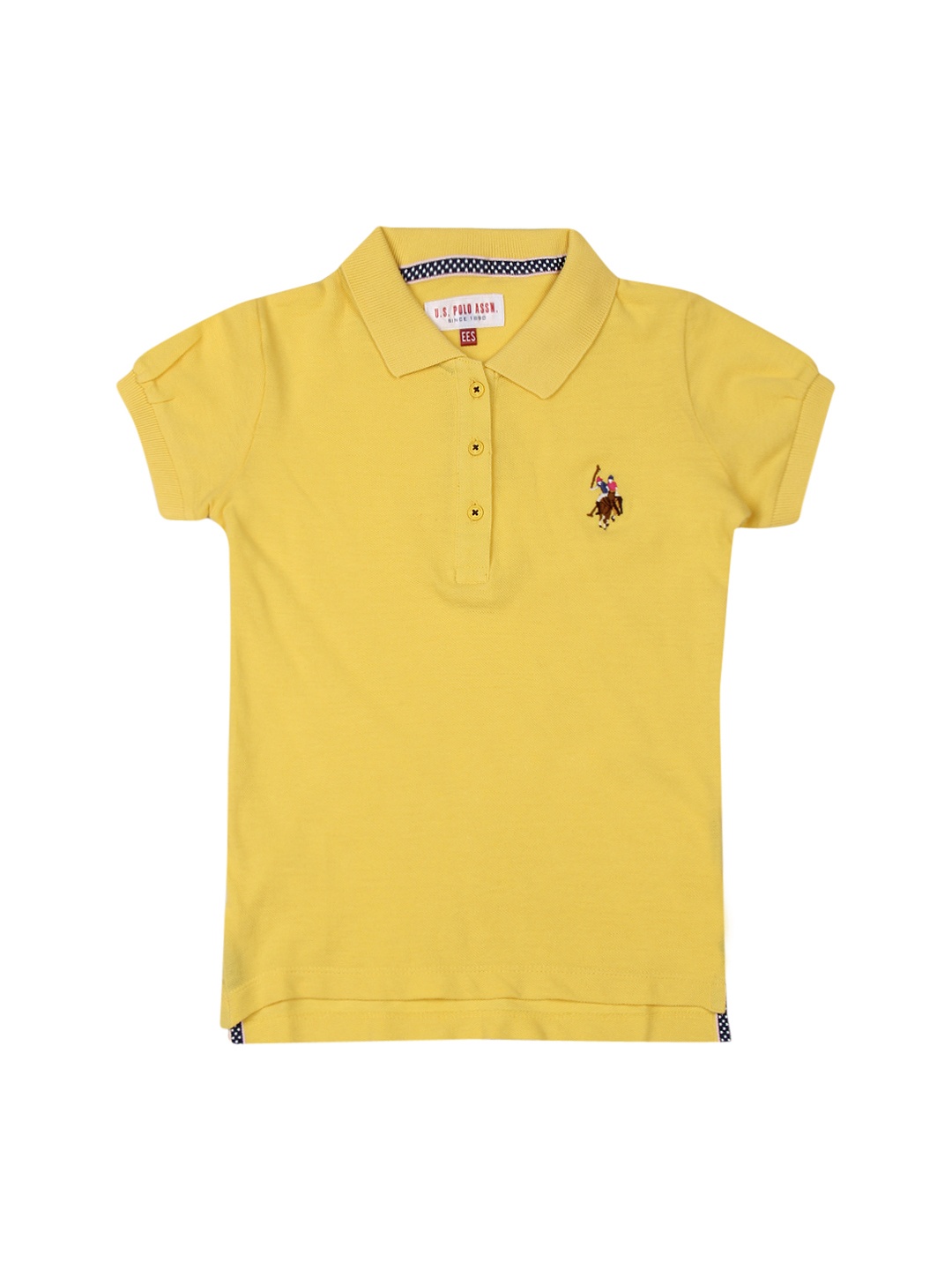 

U.S. Polo Assn. Kids Girls Yellow Polo Pure Cotton T-shirt