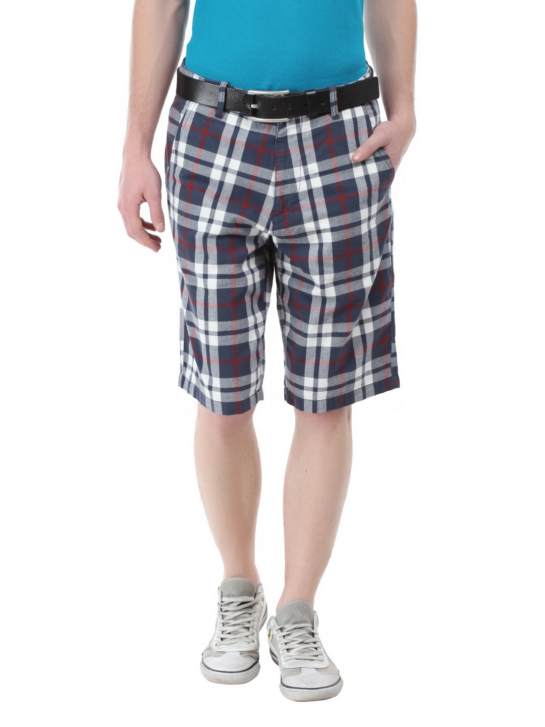 

U.S. Polo Assn. Men Navy & Off-White Checked Shorts, Navy blue