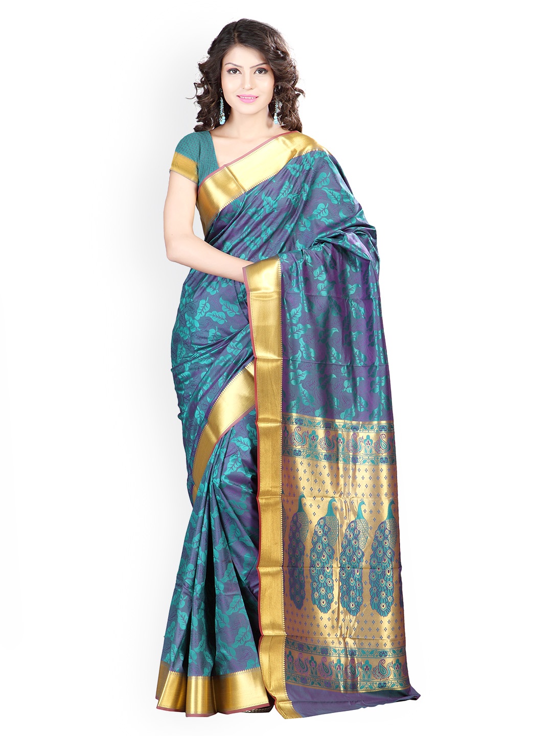 

Varkala Silk Sarees Green & Purple Jacquard Art Silk Traditional Saree