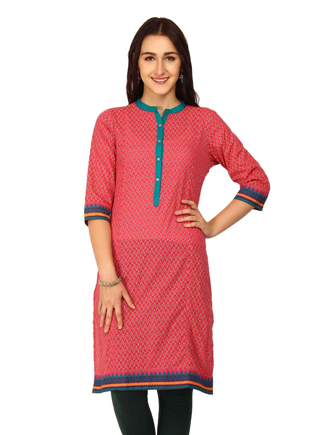 

Vishudh Women Pink Printed Kurta