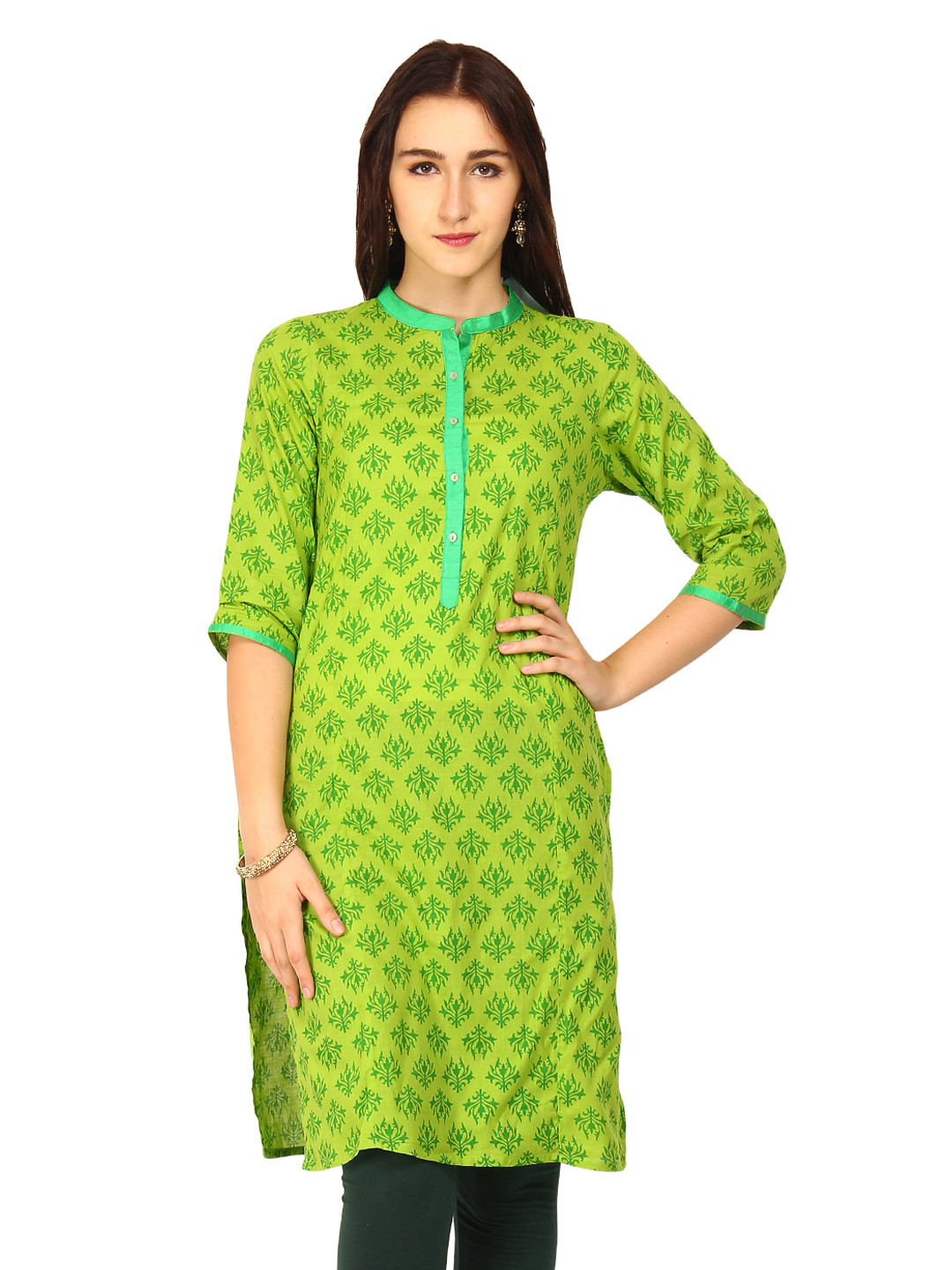 

Vishudh Women Green Printed Kurta