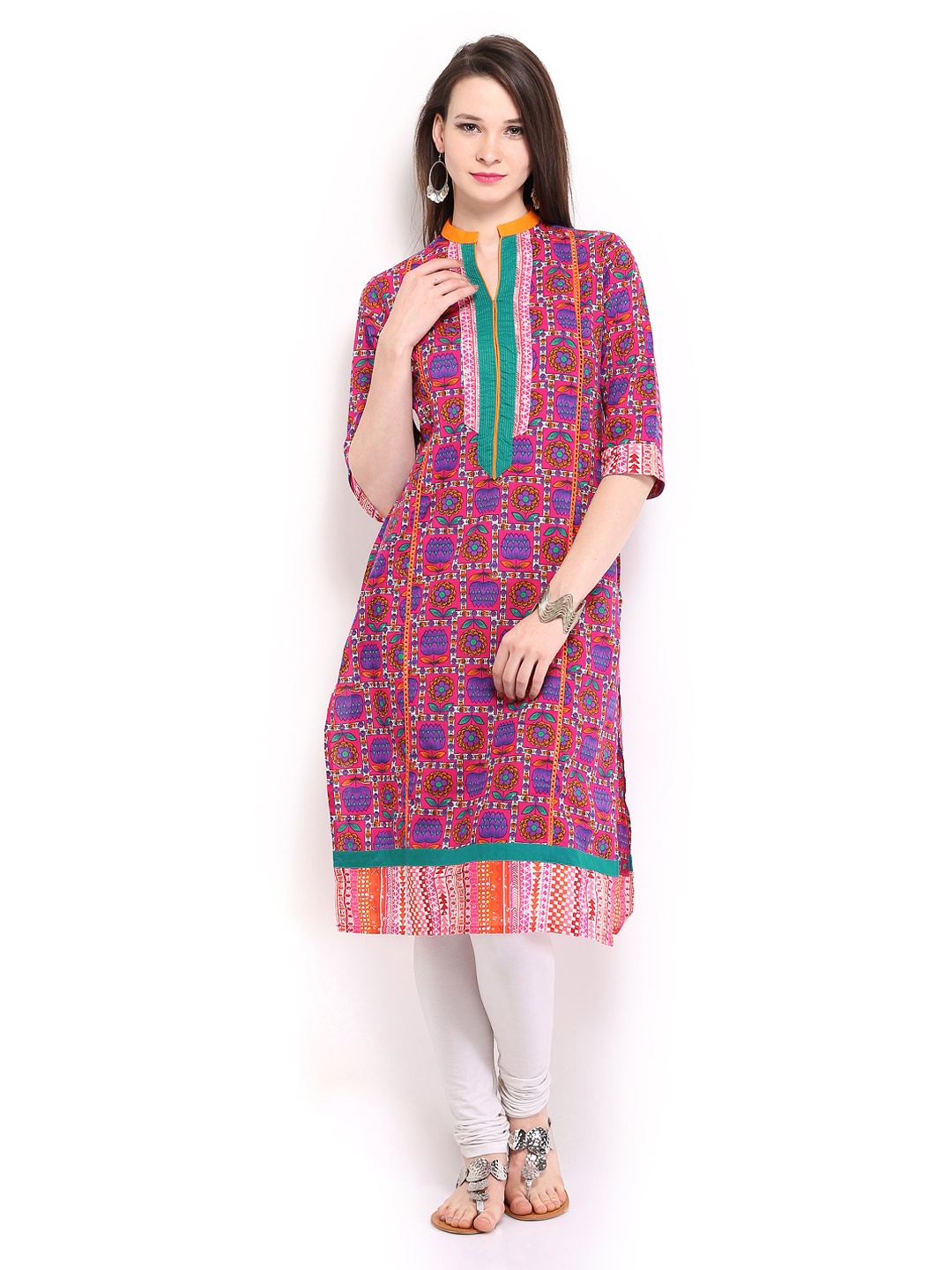 

Vishudh Women Pink & Purple Printed Kurta