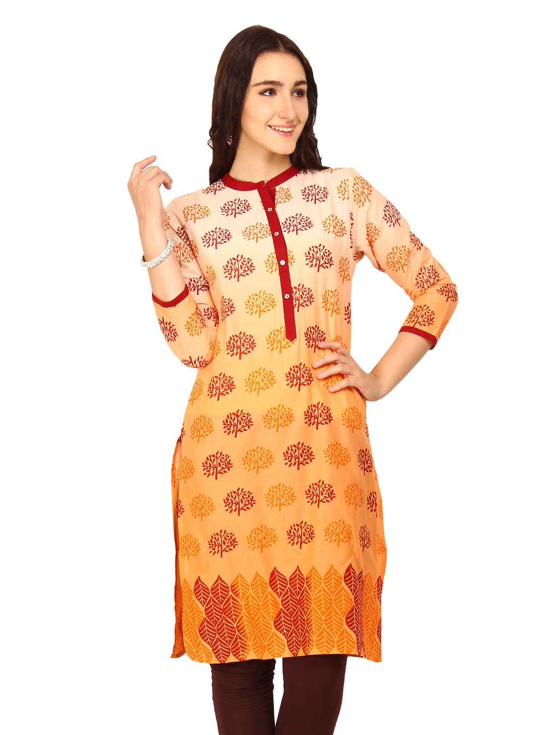 

Vishudh Women Peach-Coloured Printed Kurta