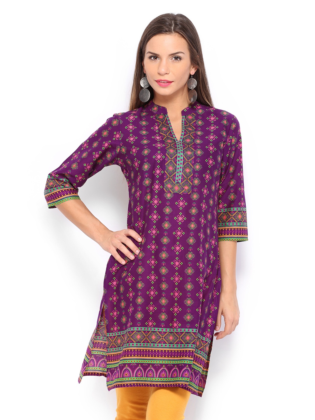 

Vishudh Women Purple & Green Printed Kurta