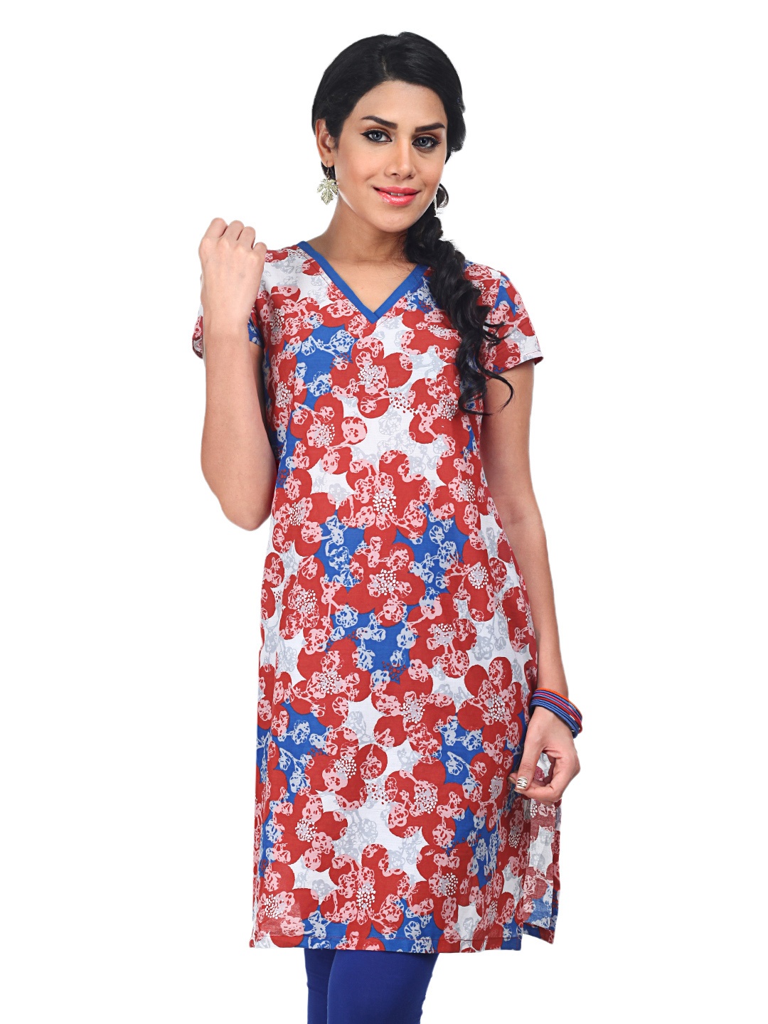 

W Women Red & Blue Printed Kurta