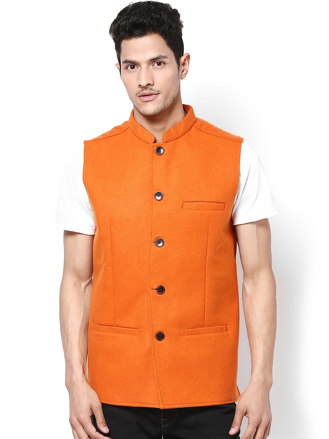 

even Men Orange Nehru Jacket