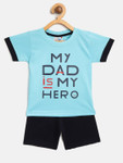 Toonyport Boys Blue Typography Print T-shirt with Shorts