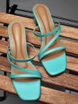 Vishudh Women Teal Colourblocked Heels