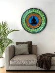 999store Green & Orange Digitally Printed Blessing Shiva Round Shape Wall Painting