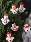 Tied Ribbons Set of 6 White Mini Snowmans Christmas Tree Decoration Ornaments