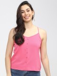 Basics By Tokyo Talkies Pink Crepe Top