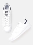 Adidas Originals Unisex White & Navy Blue Stan Smith Sustainable Sneakers with Perforations