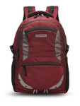 Provogue Unisex Maroon & Grey Brand Logo Backpack with rain cover and reflective strip