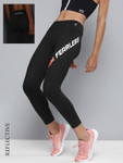 Hrx By Hrithik Roshan Running Women Jet Black Rapid-Dry Typography Tights