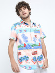 Highlander Men Pink Slim Fit Floral Printed Casual Shirt
