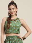 Shae By Sassafras Green & White Print Crop Top