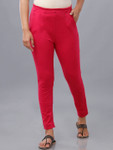 De Moza Women Knitted Cotton Strech Slim Fit Trouser with 2 Pockets