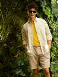 Blackberrys Men Yellow & White Pure Cotton India Slim Fit Striped Casual Shirt