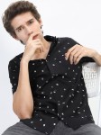 Ketch Men Black Printed Cotton Slim Fit Casual Shirt