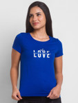 Spykar Spykar Marine Blue Cotton Blend Half Sleeve Printed Casual T-Shirt For Women