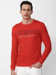 Van Heusen Academy Men Red Printed Sweatshirt